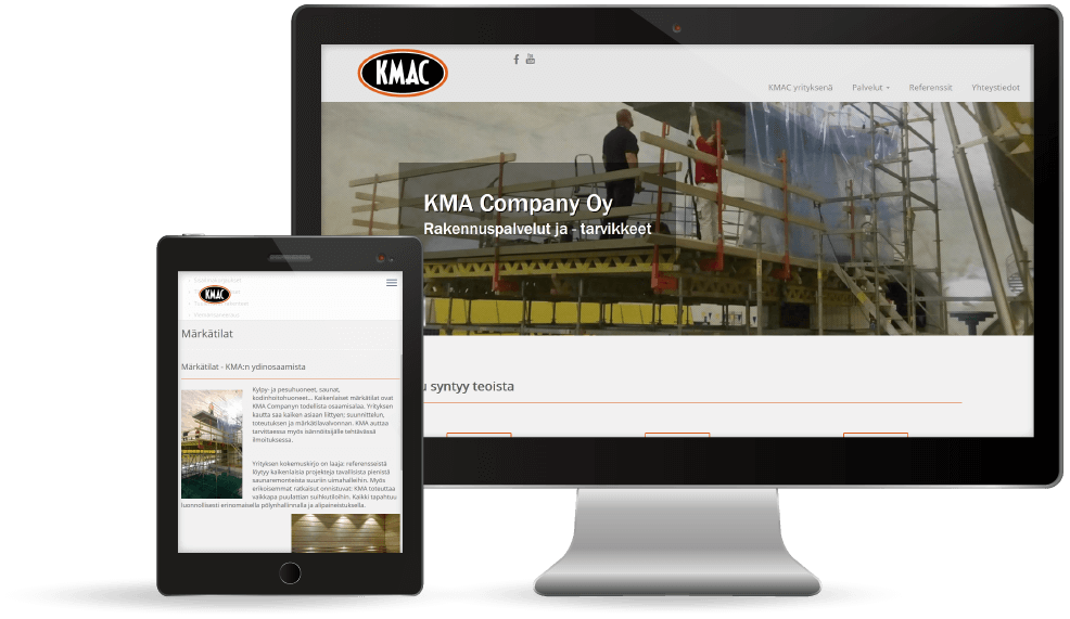 KMA Company Oy:n internetsivujen esikatselu
